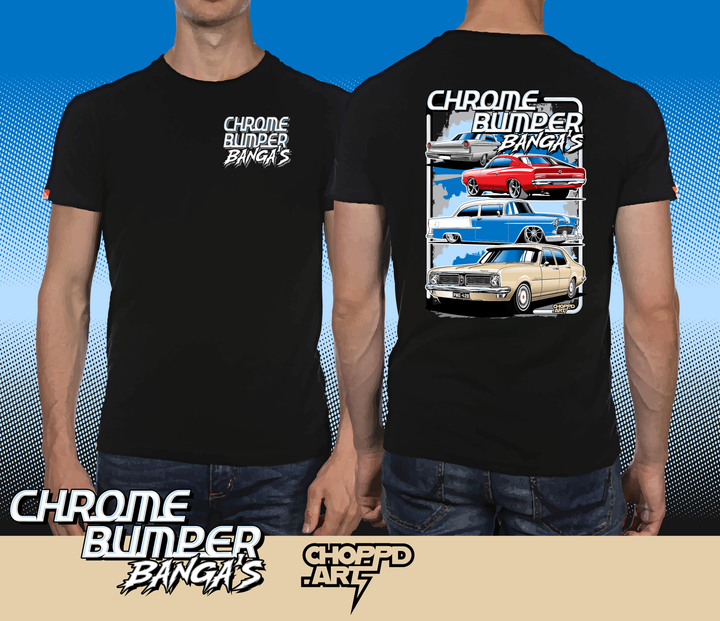 Chrome Bumpa Bangas 4 car design TEE - ADULTS AND KIDS