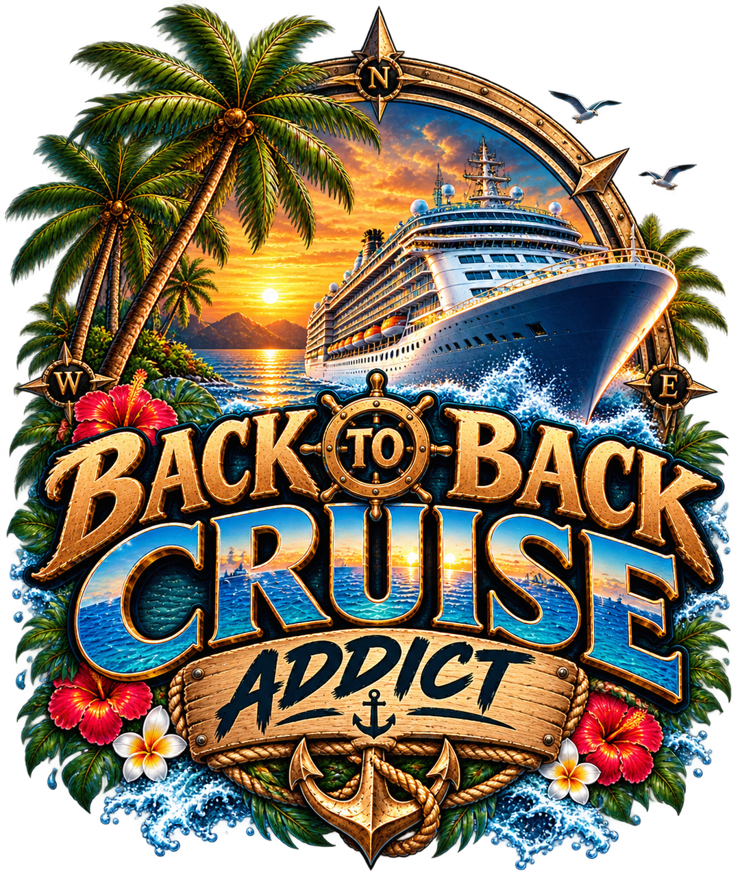Back-to-Back Cruise Addict – Emblem print artwork