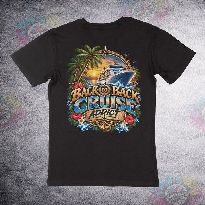Back-to-Back Cruise Addict – Emblem back print on black Staple Tee