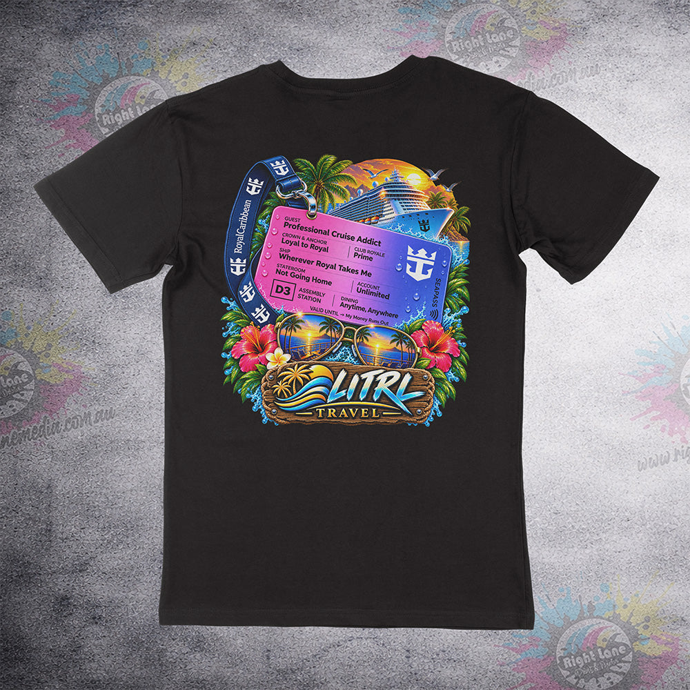 Cruise Addict Sea Pass back print on black Staple Tee