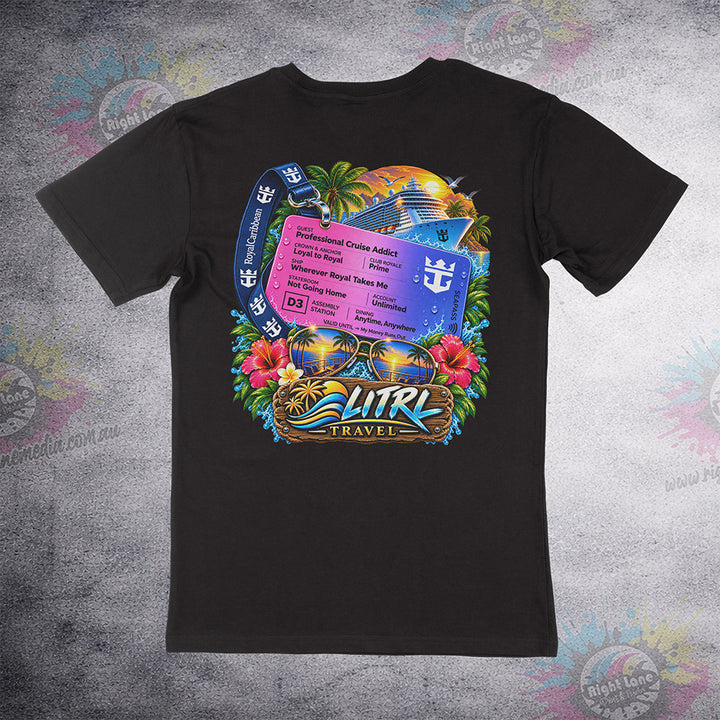 Cruise Addict Sea Pass back print on black Staple Tee