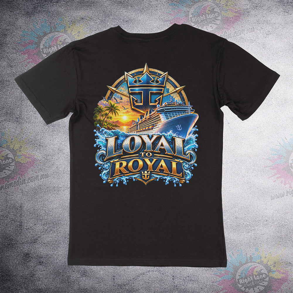 Loyal to Royal – Gold Crown back print on black Staple Tee