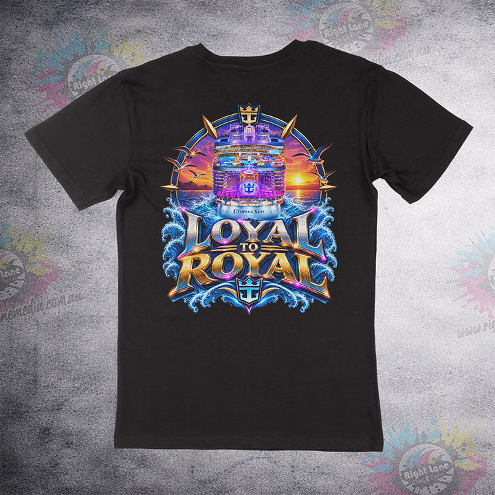 Loyal to Royal – Utopia back print on black Staple Tee