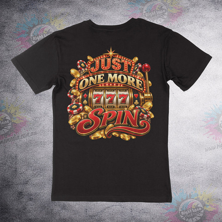Aussie Club Royale Just One More Spin Gold Jackpot tee back