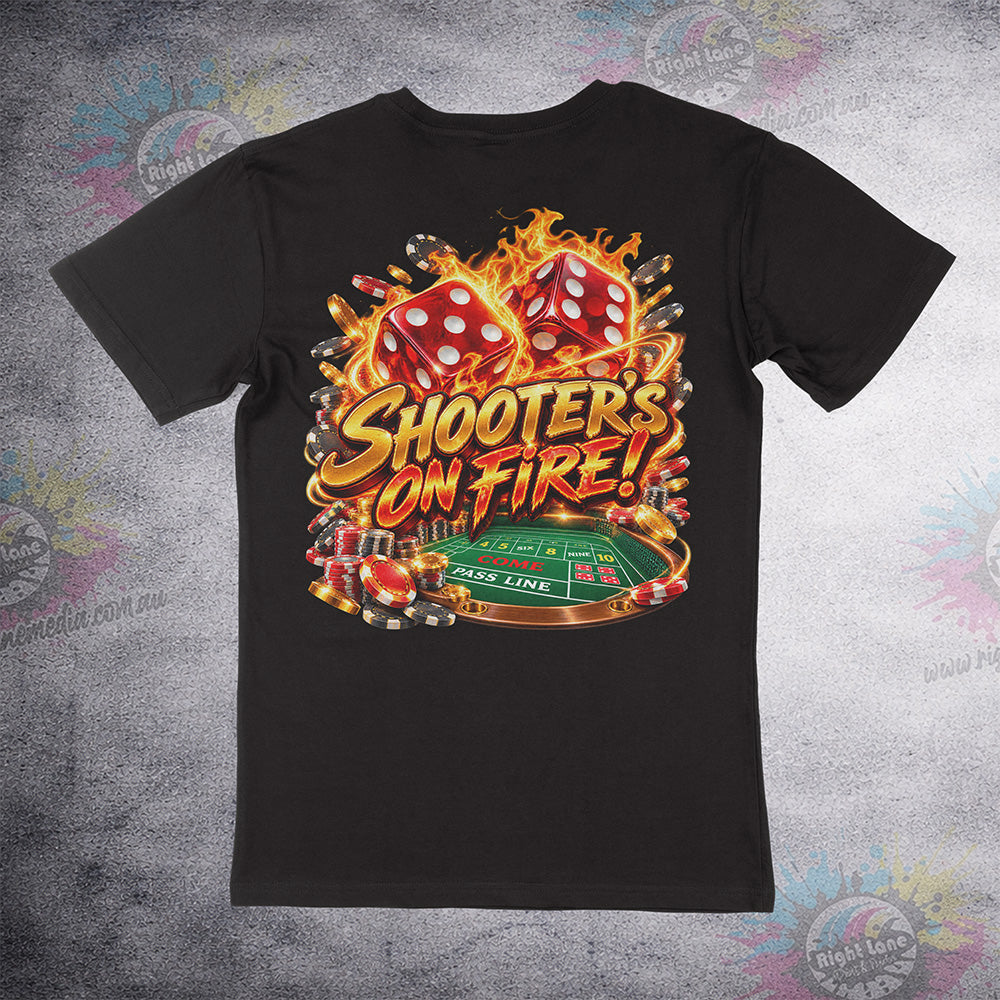 Aussie Club Royale Shooters on Fire tee back