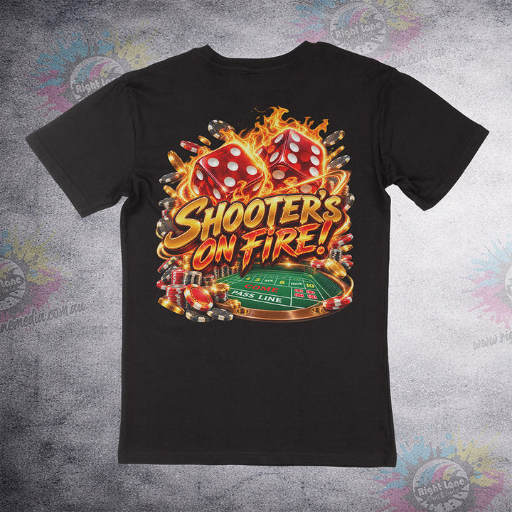 Aussie Club Royale Shooters on Fire tee back
