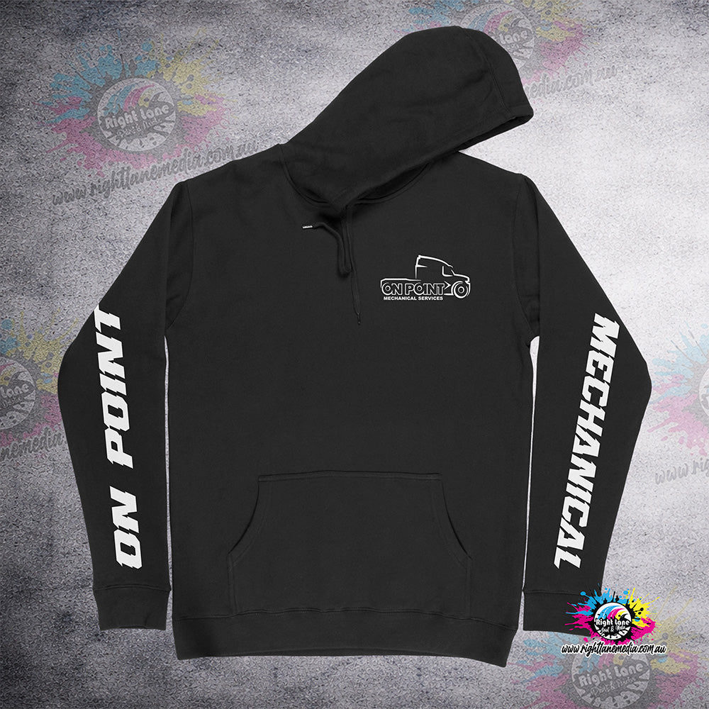 On Point Skeleton Driver hoodie front and sleeve prints