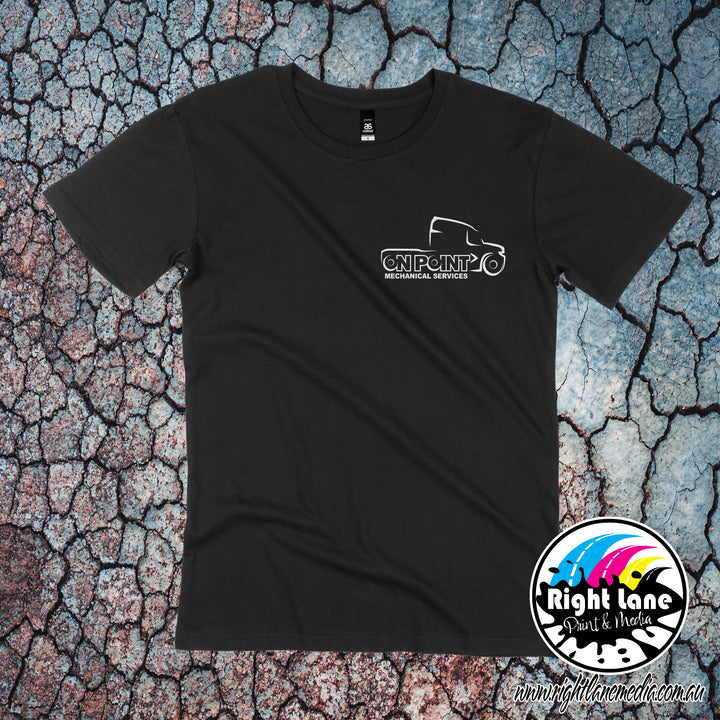On Point Mechanical Services pocket print tee front